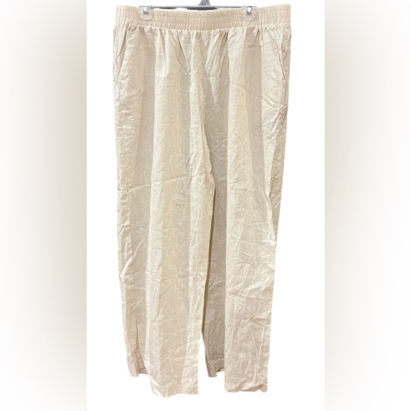 Source Unknown Pants - Women’s Light Cream Linen-Like Wide-Legged Pants Size XL